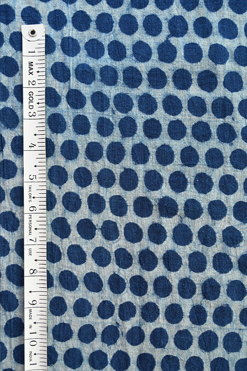 MORALFIBRE 100% Cotton Handspun Handwoven 'Natural Indigo Polka Dot' Dyed Fabric (0.5 Meter)
