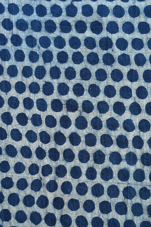 MORALFIBRE Handwoven Natural Indigo Polka Dot Cotton Dyed Fabric Online