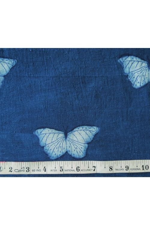 Natural Indigo Butterfly Print Fabric MORALFIBRE ( 0.5 m)