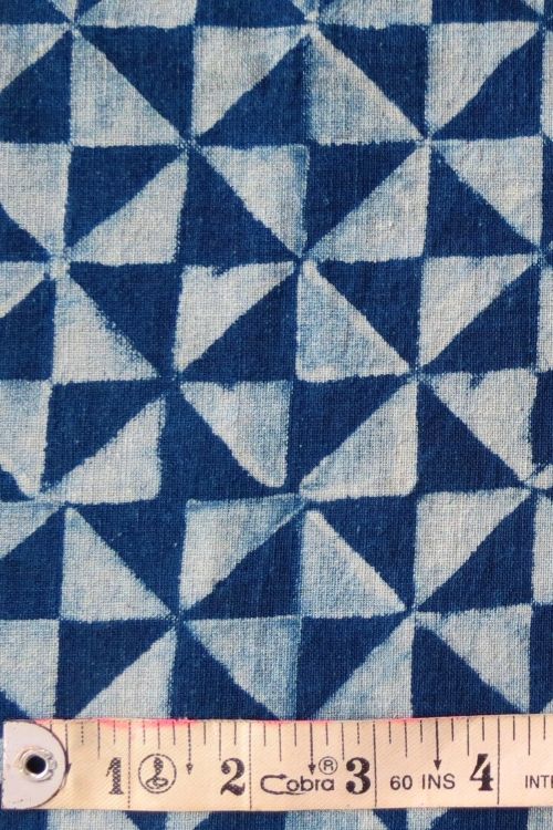 Natural Indigo Triangle Square Fabric MORALFIBRE ( 0.5 m)