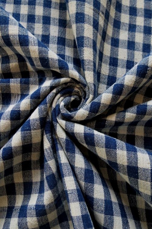 Moralfibre 100 % Cotton Handspun Handwoven 'Natural Indigo' Checks Fabric (0.5 meter)