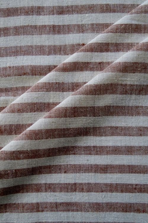 Moralfibre Organic Cotton Handpsun Handwoven 'Light Brown Stripe' Natural Yarn Dyed Fabric (0.5 meter)