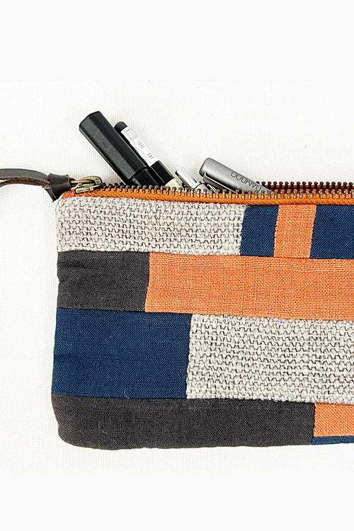 Nimmit Creations NM Repurpose  Grey-Black Flat Patched Pouch