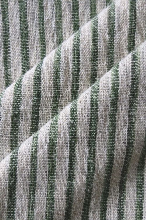 White & Green Stripe Fabric MORALFIBRE  ( 0.5 m)