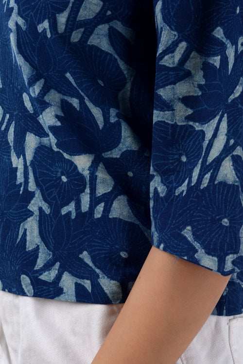 Moralfibre Natural Indigo Lotus Pond Short Top