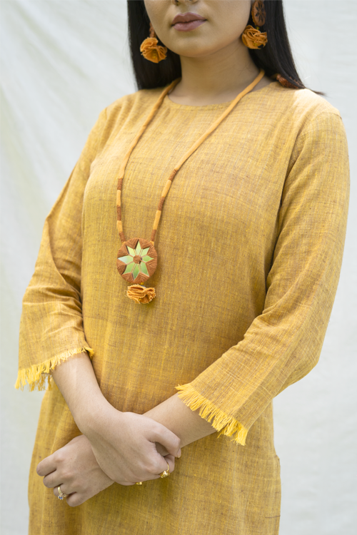 Moralfibre Shades Of Yellow Yarn Dyed Raw Edged Tunic