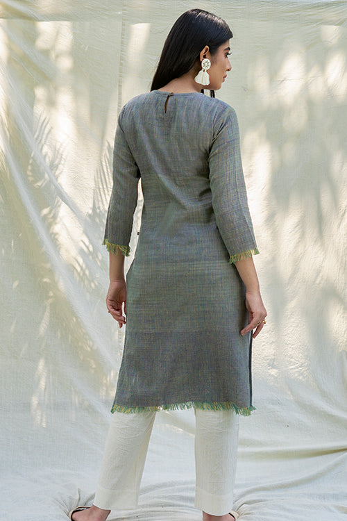 Moralfibre Shades Of Multy Yarn Dyed Raw Edged Tunic