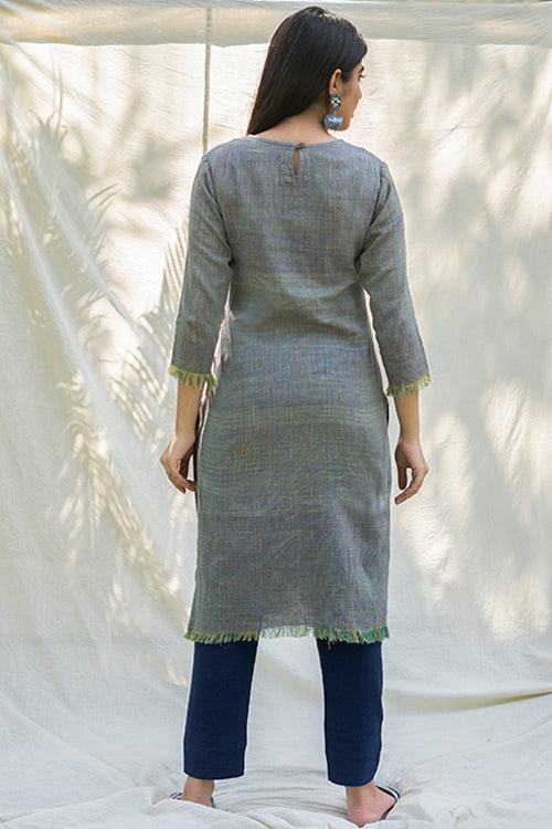 Moralfibre Shades Of Multy Yarn Dyed Raw Edged Tunic