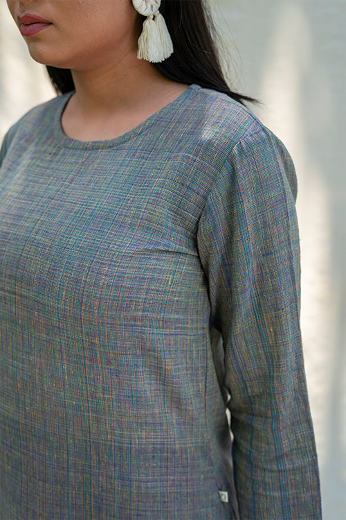 Moralfibre Shades Of Multy Yarn Dyed Raw Edged Tunic