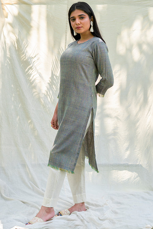 Moralfibre Shades Of Multy Yarn Dyed Raw Edged Tunic