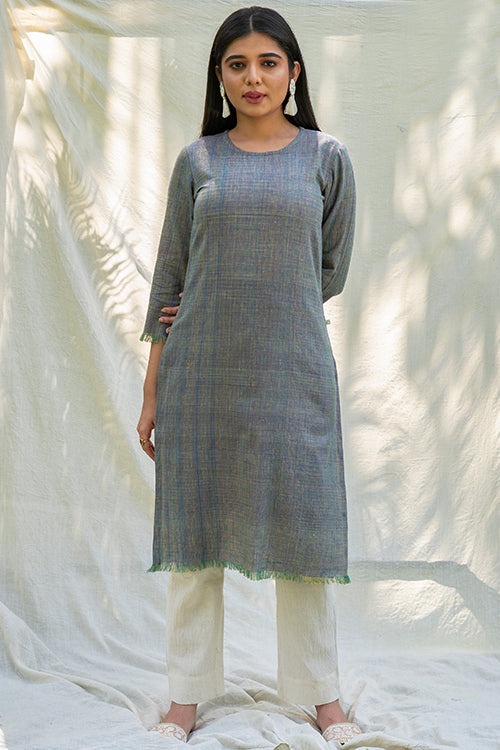 Moralfibre Shades Of Multy Yarn Dyed Raw Edged Tunic