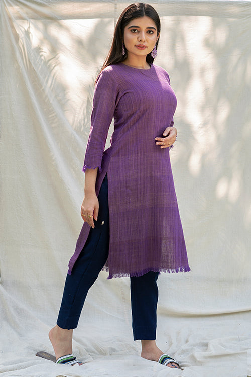 Moralfibre Shades Of Purple Yarn Dyed Raw Edged Tunic