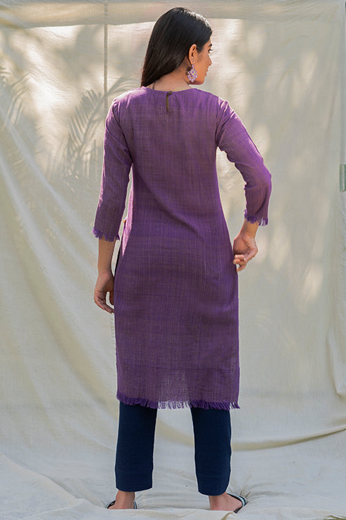 Moralfibre Shades Of Purple Yarn Dyed Raw Edged Tunic