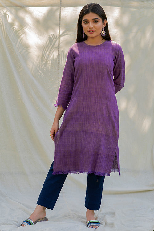 Moralfibre Shades Of Purple Yarn Dyed Raw Edged Tunic