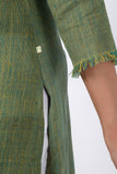Moralfibre Shades Of Green Yarn Dyed Raw Edged Tunic