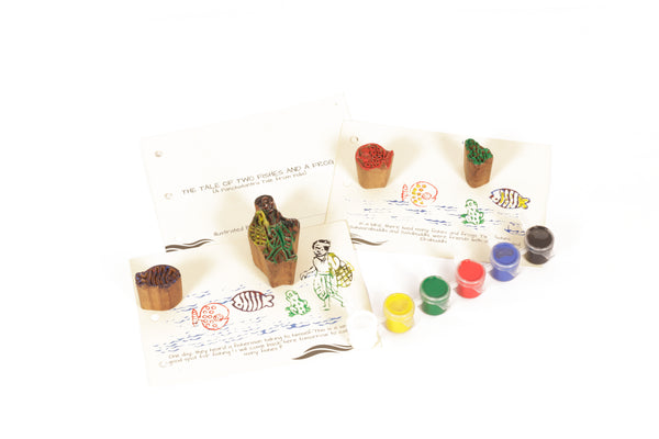 Potli DIY Panchatantra Block Print Kit - Two Fishes & The Frog