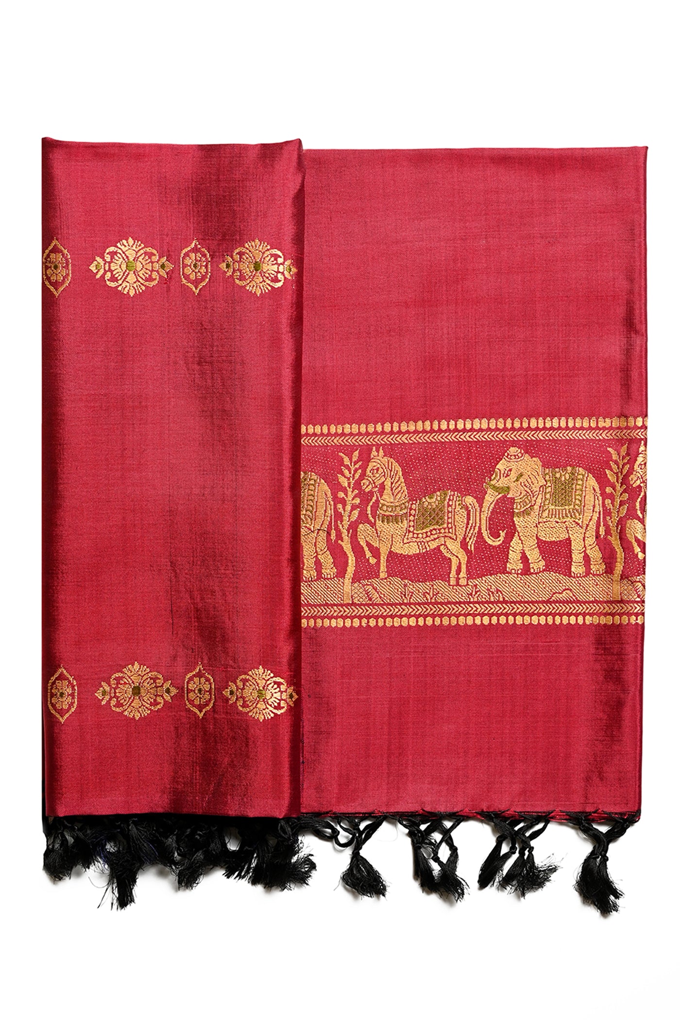 Miharu Maroon Handwoven Pure Silk Baluchari Dupatta