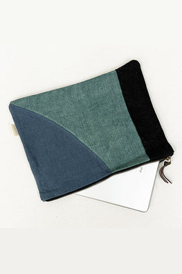 NM Repurpose Geometrical Blue Patched Pouch