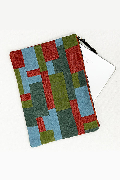 NM Repurpose Horizontal Red-Green Patched Pouch