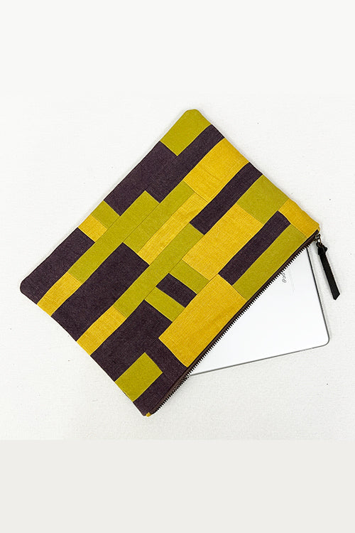 NM Repurpose Horizontal Yellow Multi Patched Pouch