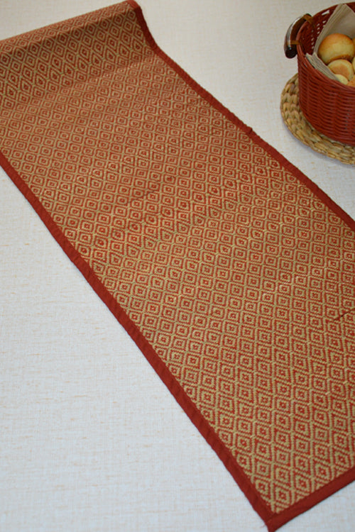 Dharini Madurkathi Diamond Table Runner (Maroon)