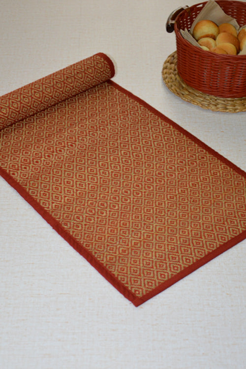 Dharini Madurkathi Diamond Table Runner (Maroon)