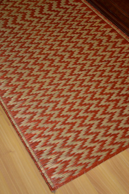 Dharini Madurkathi Chevron Pattern Floor Mat (3Ft x 6Ft) (Rust-Natural)
