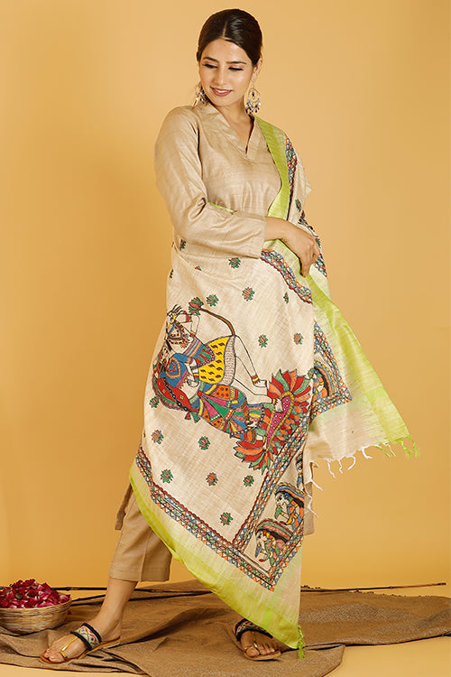 Shiva Parvati Pure Cotton Madhubani Dupatta Online