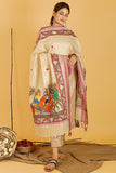 Madhubani Paints 'Krishna Radha Leela' Madhubani Handpainted Pure Handloom Cotton Dupatta