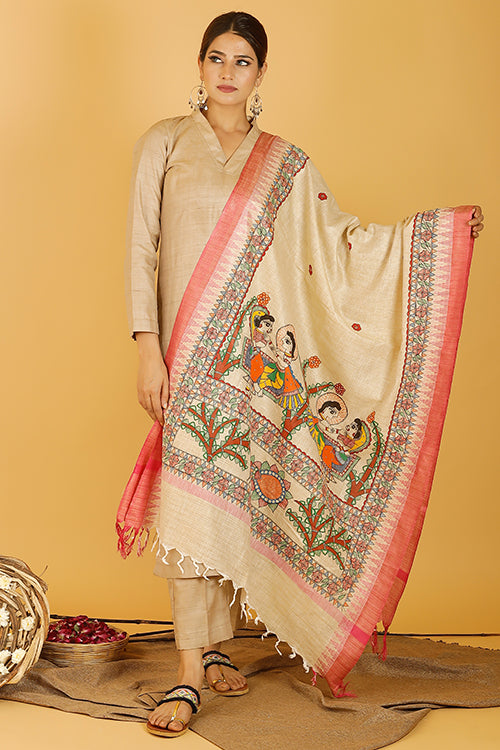 Manmohana Krishna Pure Cotton Madhubani Dupatta Online