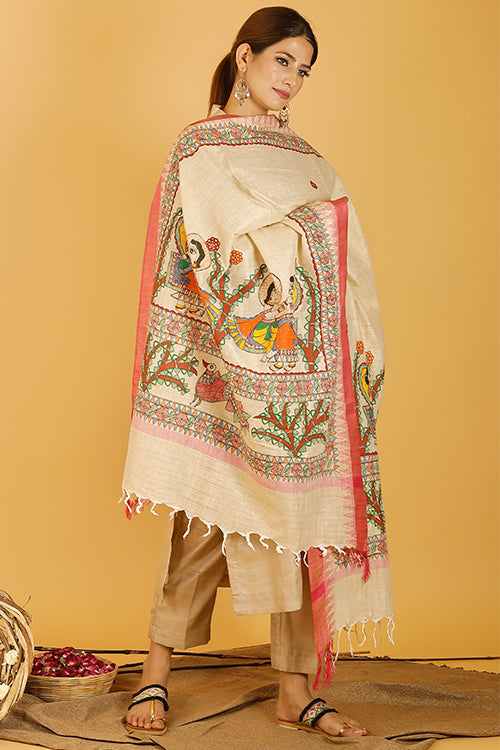 Manmohana Krishna Pure Cotton Madhubani Dupatta Online