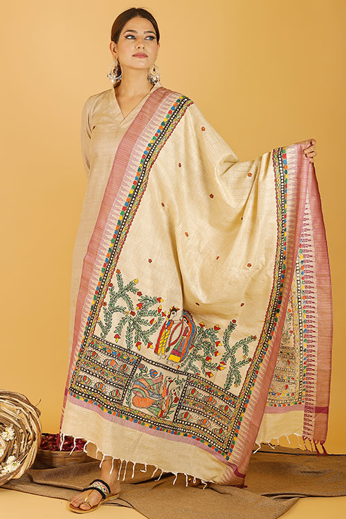 Sita Swaymbar Kathaa Pure Cotton Madhubani Dupatta Online