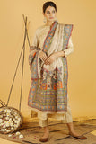 Madhubani Paints 'Maa Durga' Madhubani Handpainted Pure Handwoven Tussar Silk Dupatta