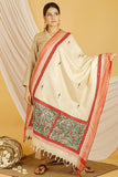 Madhubani Paints 'Mayuri' Madhubani Handpainted Pure Handloom Cotton Dupatta