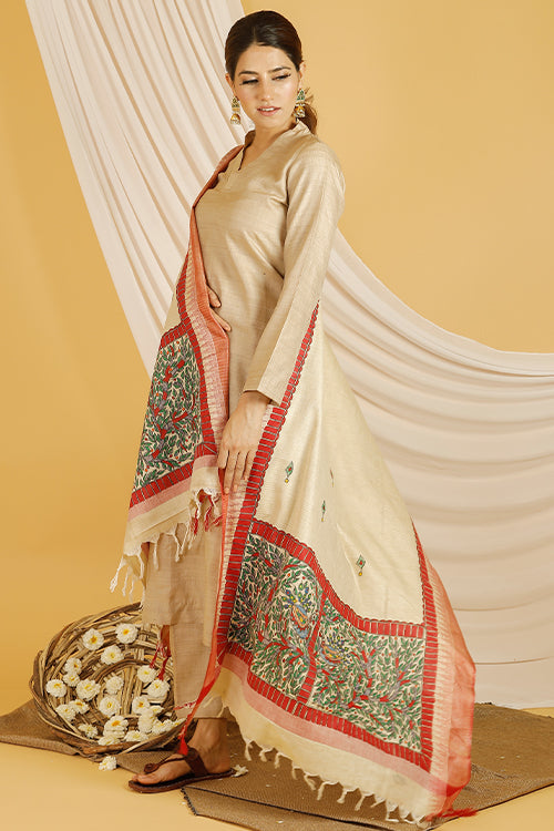 Mayuri Pure Cotton Madhubani Dupatta Online