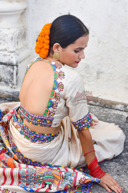 Madhubani Paints Handpainted Madhubani 'Katyayani' Tussar Silk Blouse