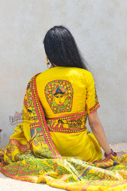 Madhubani Paints Handpainted Madhubani 'Divyani' Tussar Silk Blouse