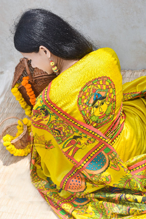 Madhubani Paints Handpainted Madhubani 'Divyani' Tussar Silk Blouse