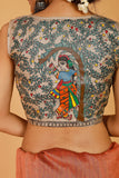 Gubbaro Handpainted Madhubani 'Sita's Mithila Baag' Tussar Silk Blouse