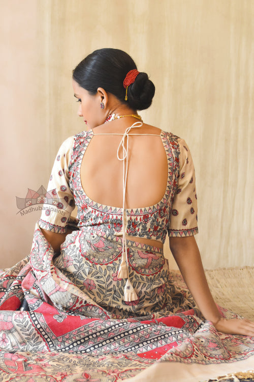 Madhubani Paints Handpainted Madhubani 'Lalita' Tussar Silk Blouse