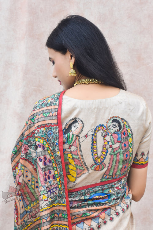 Madhubani Paints Handpainted Madhubani ''Ramayana' Tussar Silk Blouse