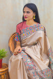 Madhubani Paints Handpainted Madhubani 'MIthila Leela' Tussar Silk Saree