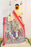 Madhubani Paints Handpainted Madhubani 'Radha Krishna Leela' Cotton Saree