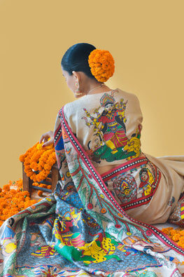 SHAKTI Madhubani Paints Handpainted Madhubani Tussar Silk Blouse