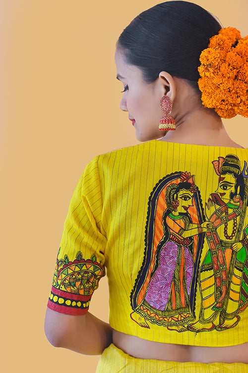 Sunehri Handpainted Madhubani Chanderi Blouse Gubbaro