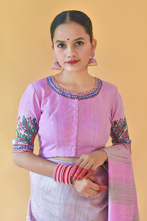 Sanskriti Handpainted Madhubani Chanderi Blouse Gubbaro