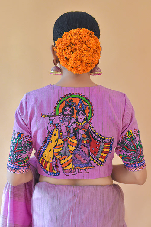 Sanskriti Handpainted Madhubani Chanderi Blouse Gubbaro