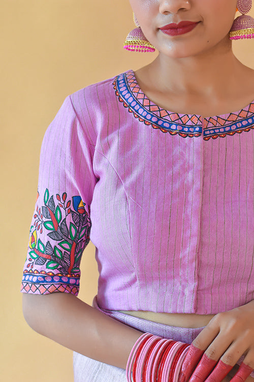 Sanskriti Handpainted Madhubani Chanderi Blouse Gubbaro