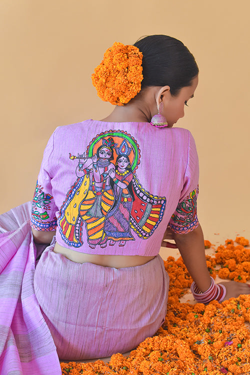 Sanskriti Handpainted Madhubani Chanderi Blouse Gubbaro