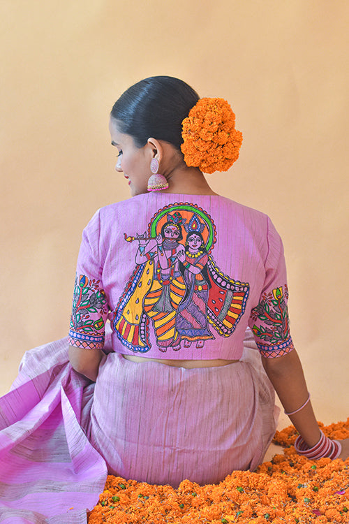 Sanskriti Handpainted Madhubani Chanderi Blouse Gubbaro